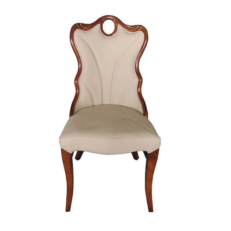 

American solid wood frame high backrest soft bag dining chair home hotel box restaurant club book table chair leather
