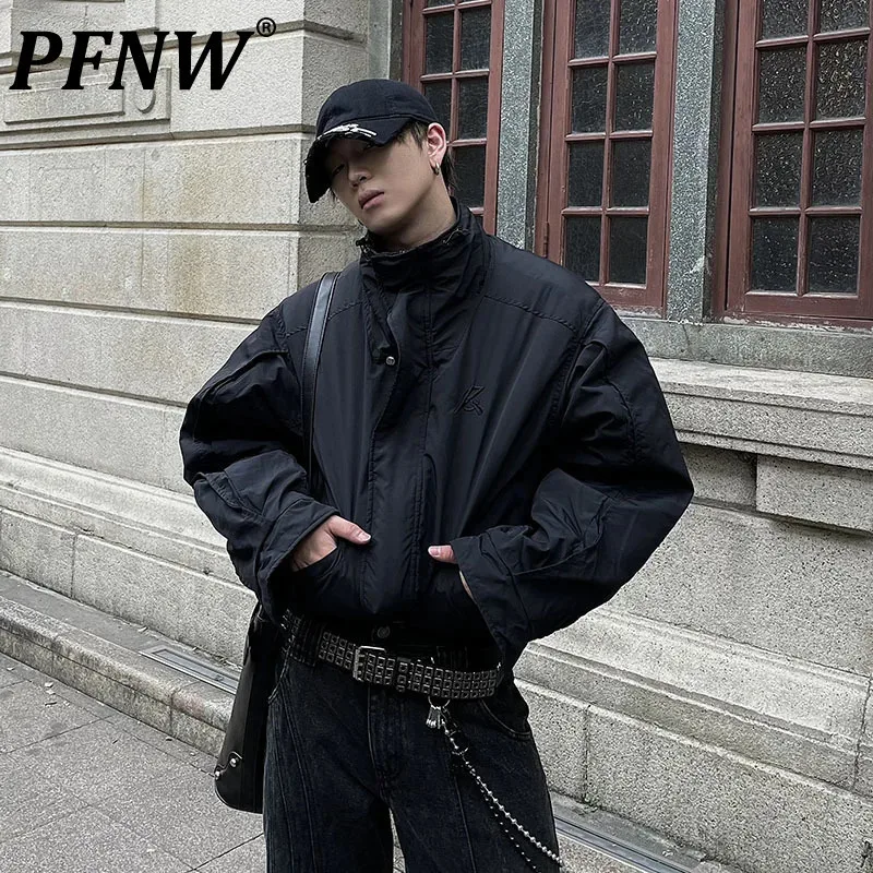 PFNW American Design Deconstruction Short Quilted Padded Jacket Men's Casual Loose Thick Winter Cotton-padded Coat New 12C1782