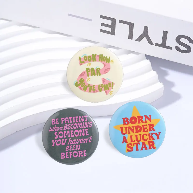 Positive Inspirational Quotes Tinplate Soft Button Pin It Is Okay Try Tomorrow You Are Not Too Old And It Is Not Too Late Badge