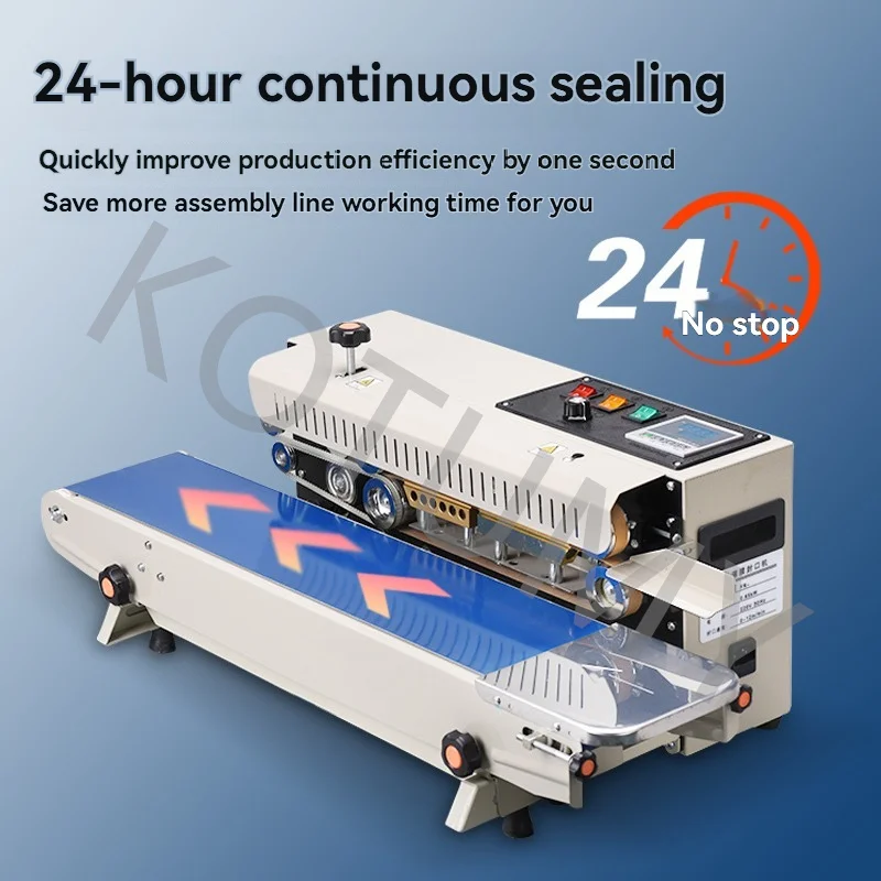 FR-900 Household Food Continuous Sealing Machine Automatic Sealing Machine Plastic Bag Mooncake Coffee Desktop