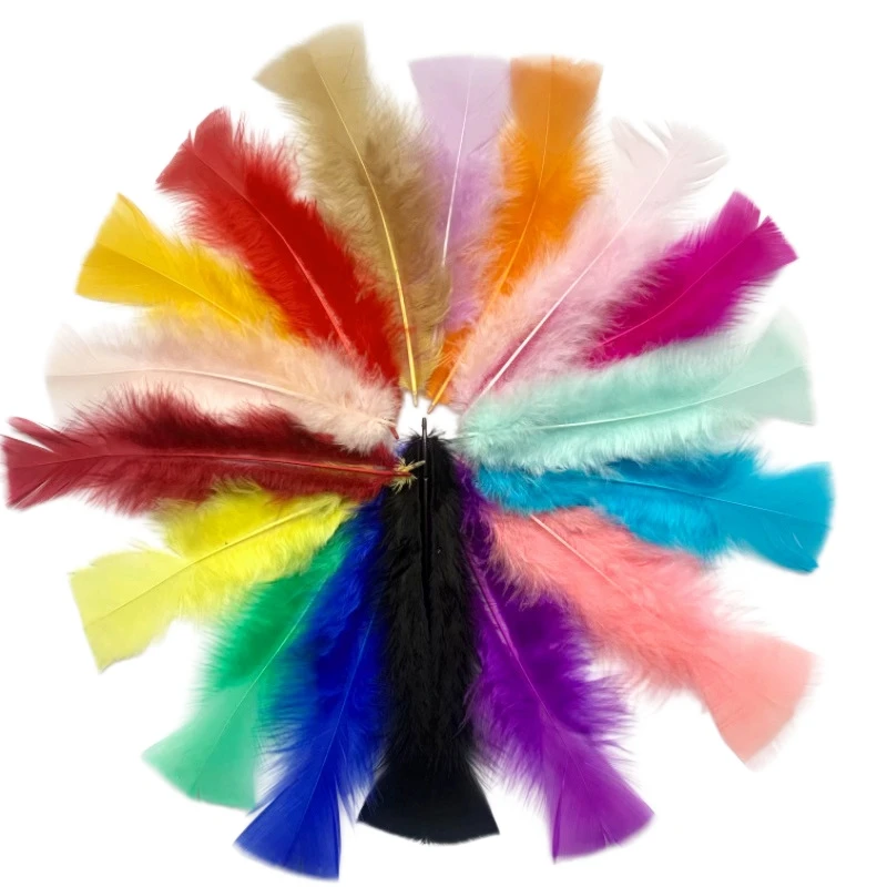 50pcs Flat Fluffy Red Turkey Feathers 15-18cm Diy Pheasant Plume for Needlework Decor Clothes Handicraft Accessories