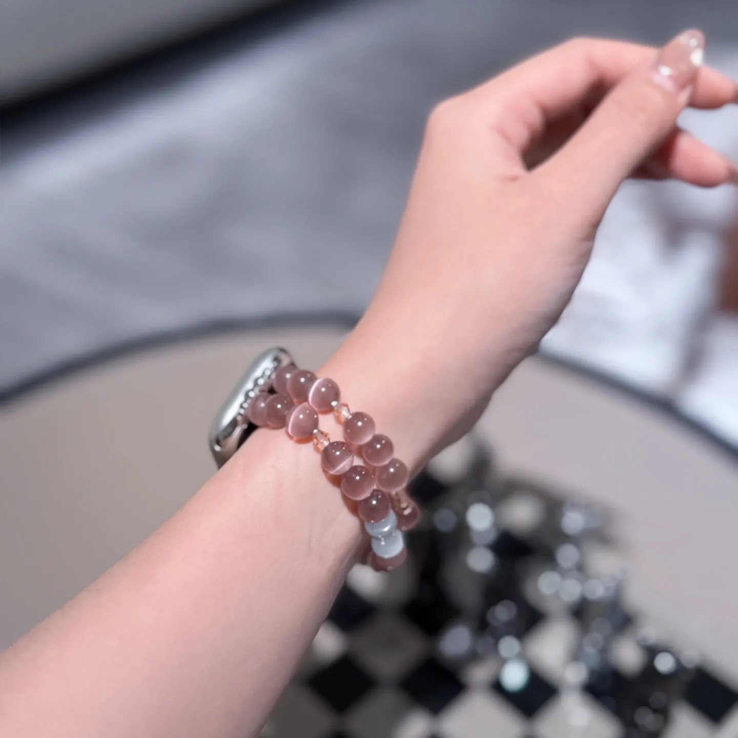 

Cat's Eye Stone Chain Compatible with iWatch Strap 38mm 40mm 41mm 42mm 44mm 45mm 49mm Fashion Strap