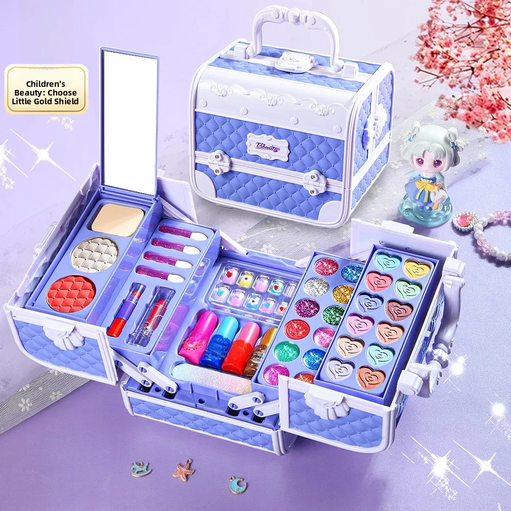مجموعة مكياج الأميرة للفتيات، ألعاب مستحضرات التجميل للأطفال، صندوق مكياج بلاستيكي، ألعاب تمثيل الأدوار مناسبة للأعمار من 6 س...