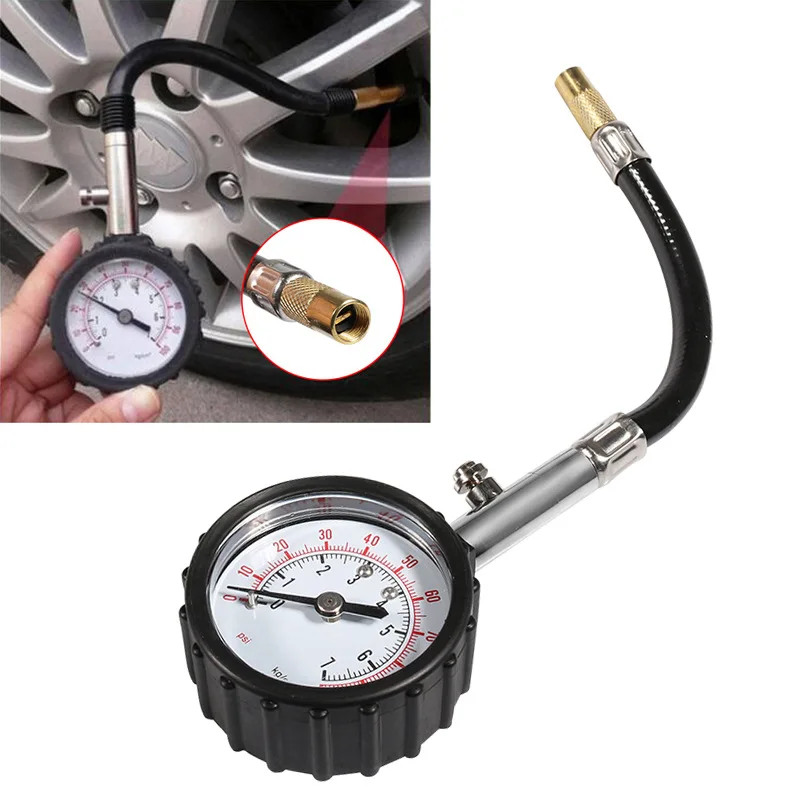 Misuratore di pressione dei pneumatici a tubo lungo 0-100Psi Tester di pressione dell\'aria per pneumatici ad alta precisione per auto moto universale