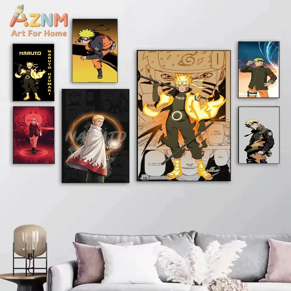 Naruto Uzumaki Hokage And Sage Mode Anime Canvas Wall Art Print Poster Unframed Canvas Painting Home Bedroom Living Room Wall