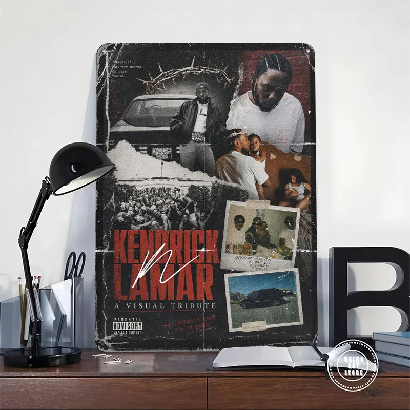 Kendrick Lamar Visual Tribute Poster Retro 3D Printed Metal Signs Customized Wall Hanging Gift for Tin Sign Decor Room Wand Deko