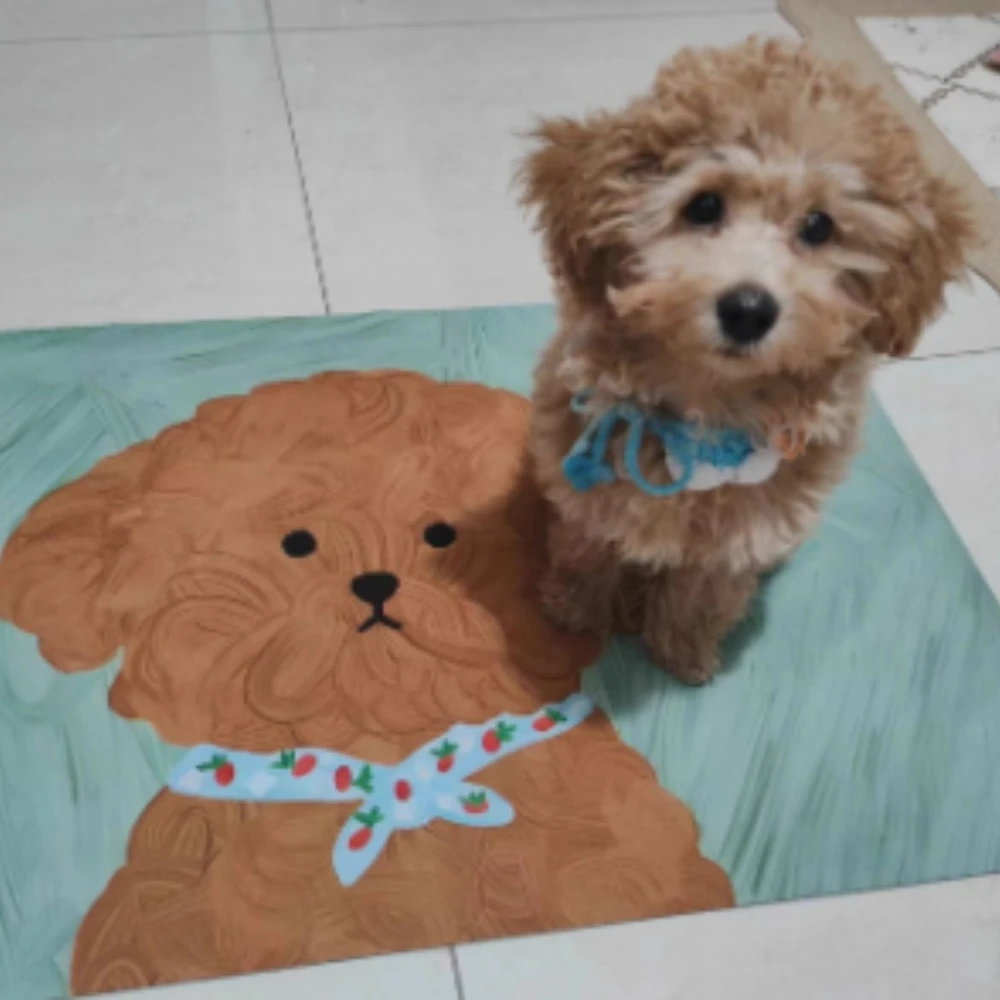 1PC Cartoon Puppy Bathroom Mat Creative Oil Painting Drying Diatom Mud Water Absorbing Mat Cute Bath Mats Home Decoration 카페트 러그