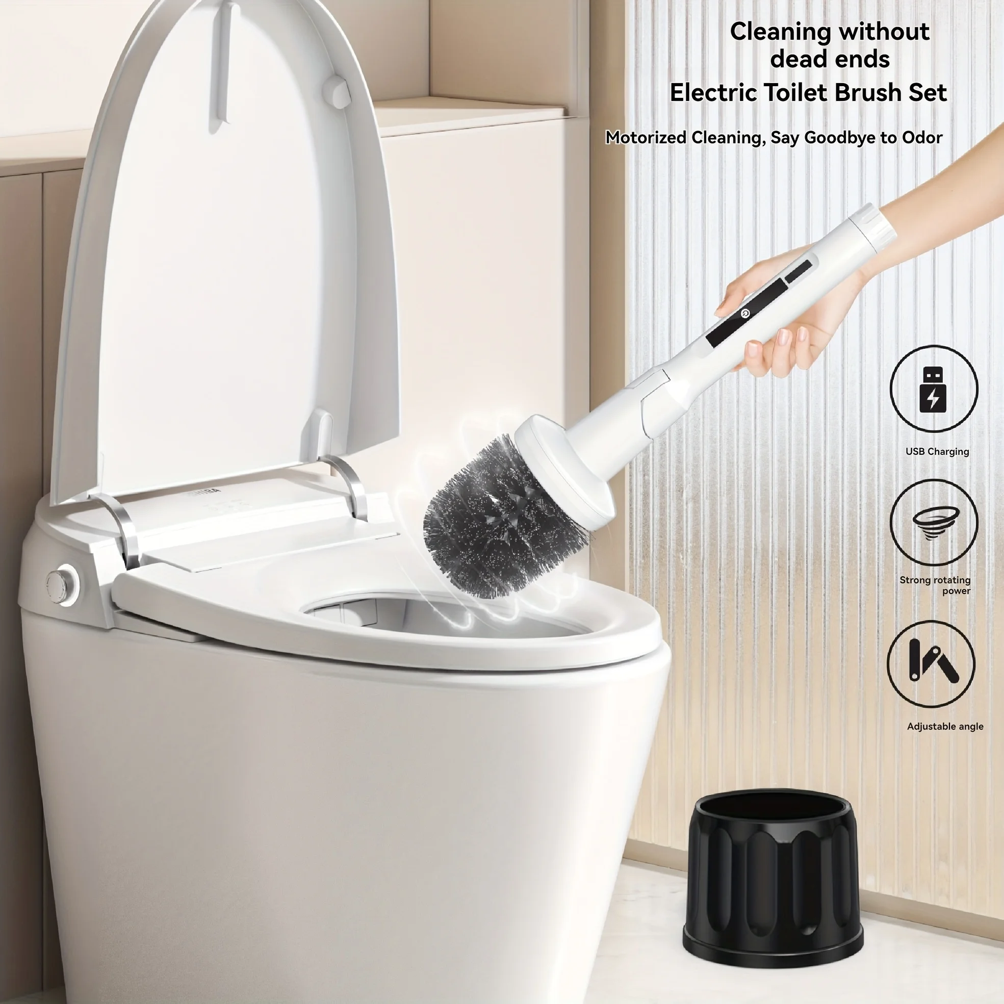 

Электрический очиститель для унитаза, мощная автоматическая беспроводная многоразовая сверхпрочная щетка с питанием от USB, бытовой аксессуар для чистки ванной комнаты
