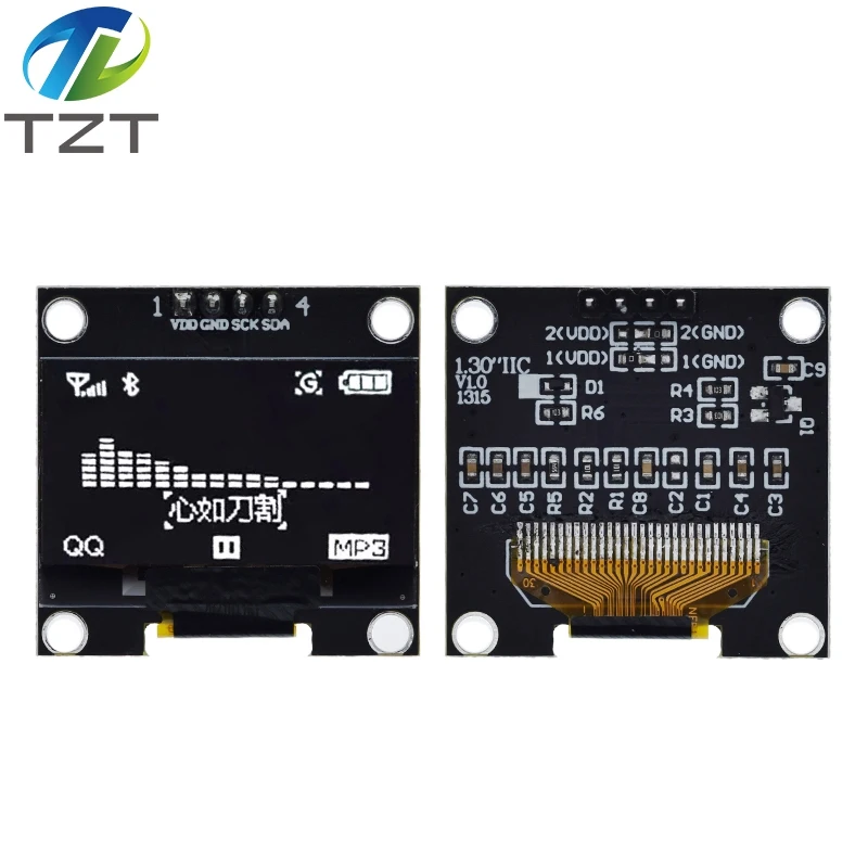 1.3 inch oled IIC Serial White OLED Display Module 128X64 I2C SSD1315 12864 LCD Screen Board VDD GND SCK SDA for Arduino Black