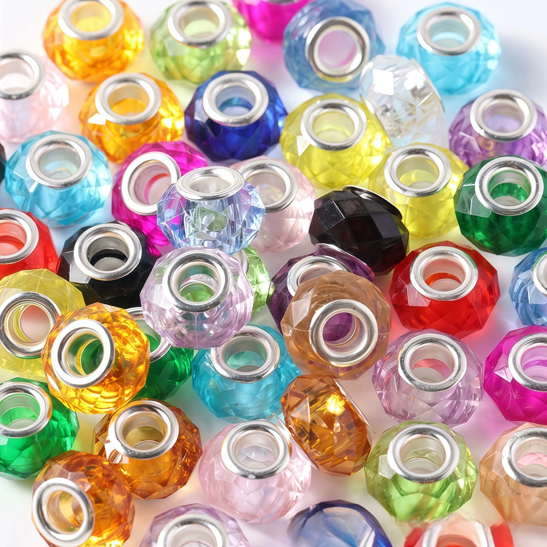 20 Stück 14 mm transparente bunte facettierte lose Harzperlen für Schmuckherstellung, Abstandshalter, DIY-Armband, Halskette, Dekor-Zubehör