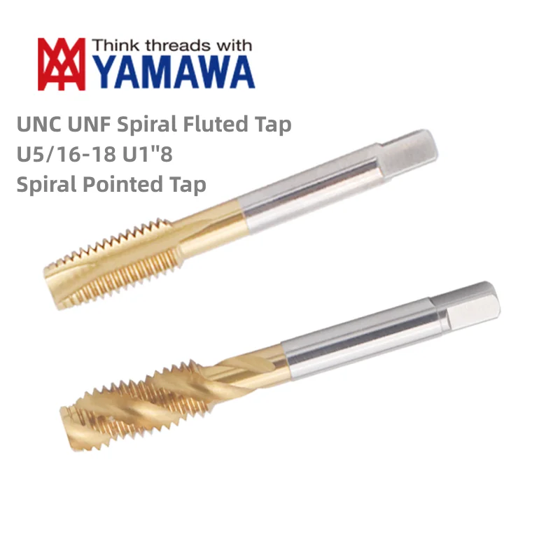 1PCS YAMAWA HSSE With Tin Spiral Fluted Tap UNCF U5/16-18 3/8-16/32 7/16-241/2-13 9/16 5/8-18 3/4 7/8Machine  Spiral Pointed Tap