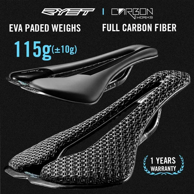 RYET Carbon 3D Printed Bike Saddle Ultralight Road MTB Seat Racing 7x9mm EVA Saddle 115g Poduszka do siedzenia Części rowerowe