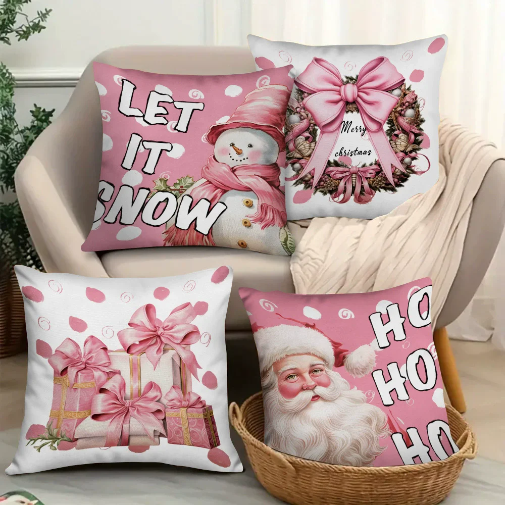 1pc Samt Weihnachten kissenbezug Santa Bogen Zimmer Schlafzimmer Schlafsaal Dekor Nette Rosa Paar der Urlaub Kissenbezug Weihnachten geschenk