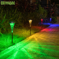Solar Lawn Lights RGB /Warm Lighting Change Mode Landscape Decorative Ground Plug Light for Villa Garden Grass Waterproof Patio