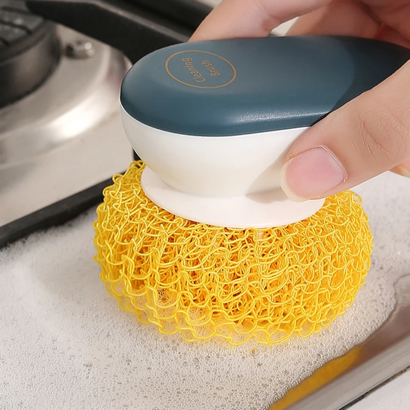 New Kitchen Refillable Detachable Nylon Wire Ball Cleaning Brushes Dish Washing Tools For Pans Cups Bowl Scrubber Accessories