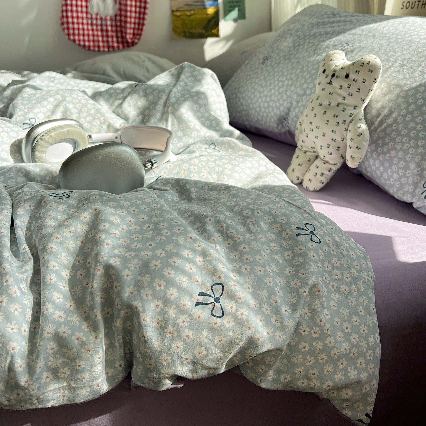 

Комплект постельного белья в корейском стиле: простыня, пододеяльник, наволочки (размеры Twin, Queen, Full), без наполнителя, для домашнего декора