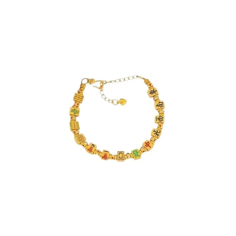

sand gold Chinese style red middle fortune mahjong bracelet diy good luck personalized versatile bracelet