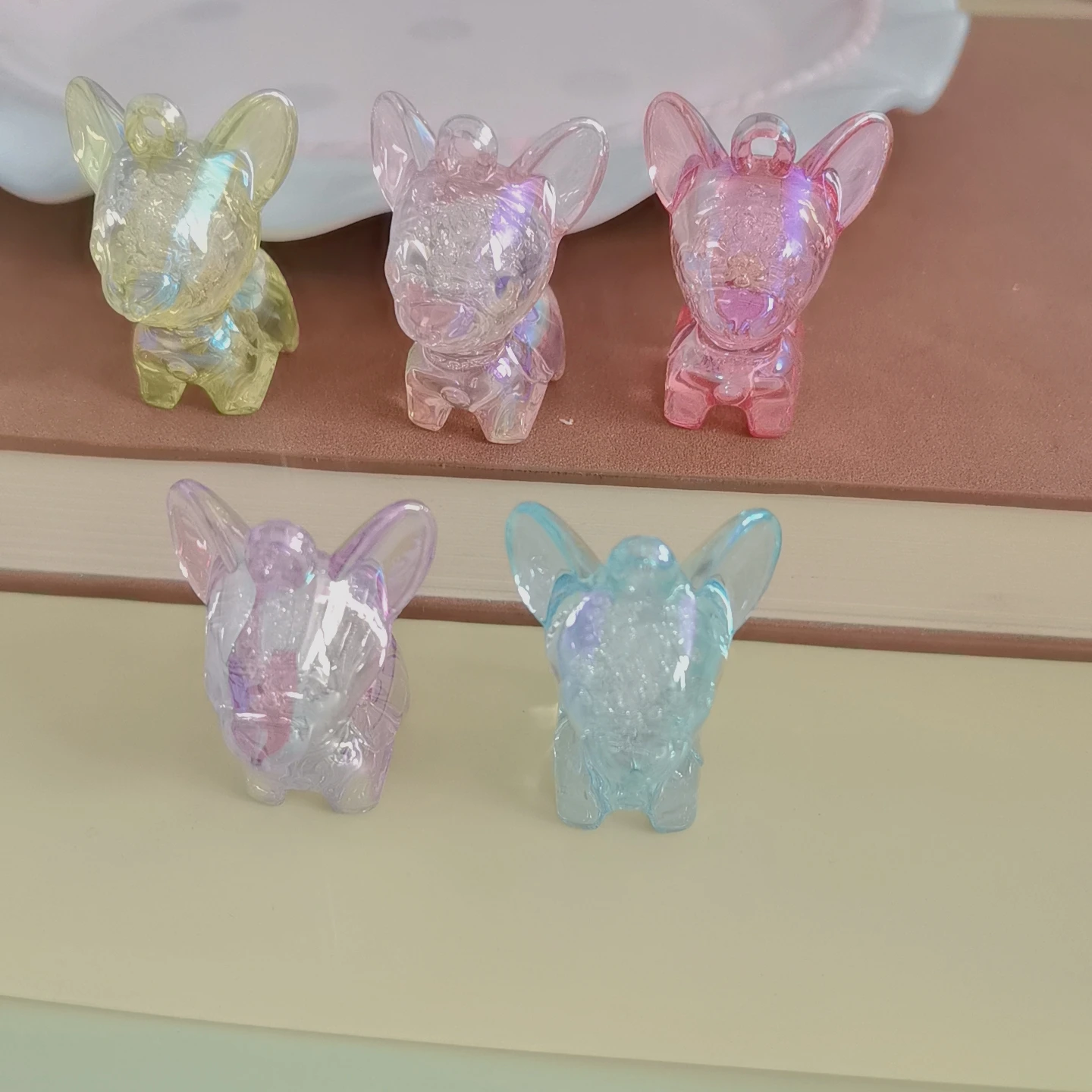 Mixed Color Acrylic Beads Cute Dog Shape Transparent Charms Pendant For Jewelry Making Bracelet Earring Diy Accessories