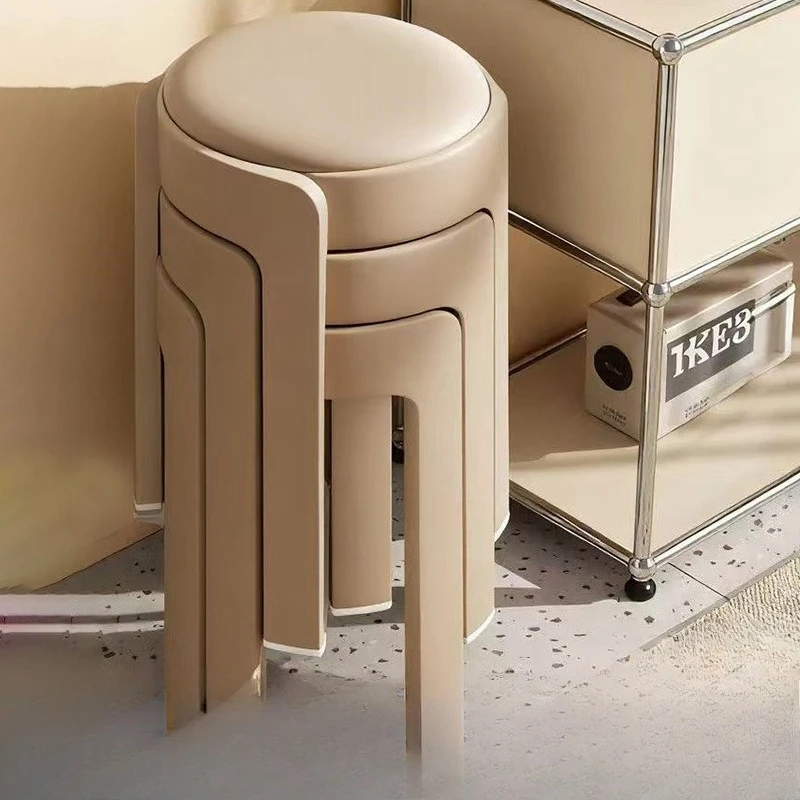 Dining Stool Can Be Stacked Soft Bag Round Stool Thickened Plastic High Bench Living Room Dining Room Simple Stool
