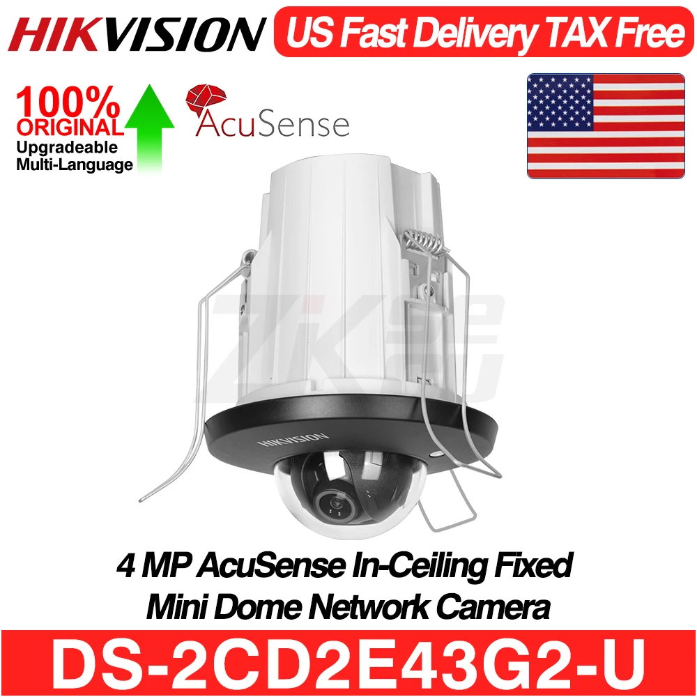 

Hikvision DS-2CD2E43G2-U 4MP IP Camera AcuSense In-Ceiling Mini Dome POE Network Camera Deep Learning Built-in mic SD Slot IPC