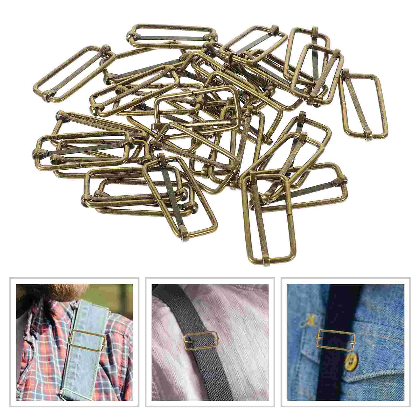 

100 PCS Length Adjustment Buckles Strap Slide Slider Roller Pin Metal Connection