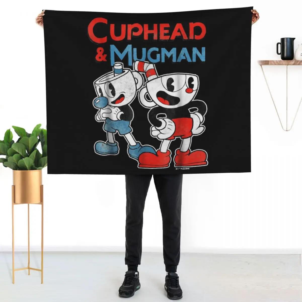 Cuphead Mugman Dynamic Duo Graphic T shirt Throw Blanket Bed linens Retros Loose Thin Blankets