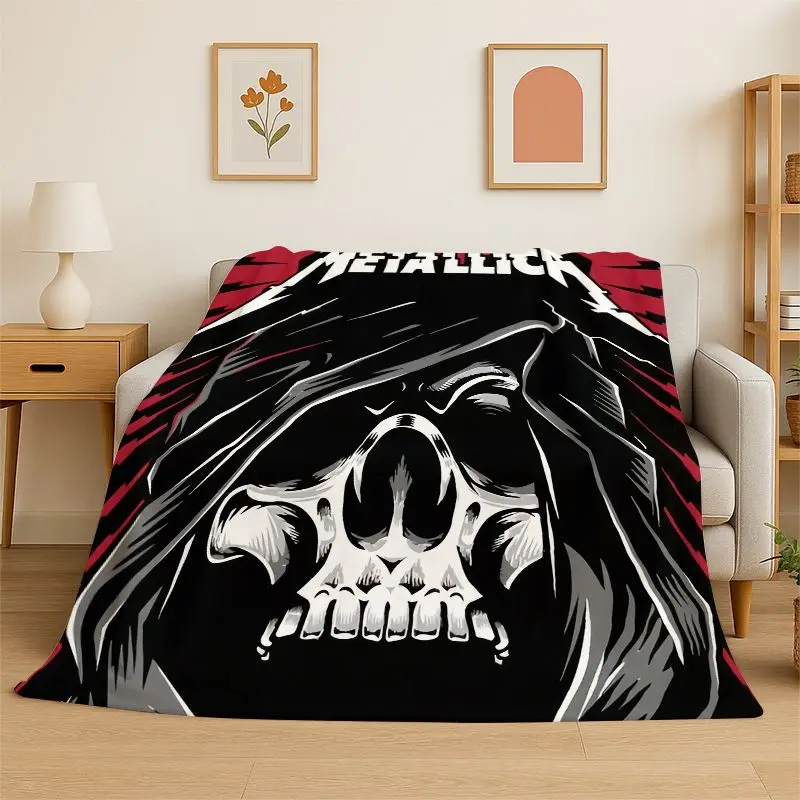 Metal Band M-Metallica Thrash Cartoon Flannel Throw Blanket,Warm Cozy Blanket for Bed,Sofa,Couch,Bedroom,Living Room,Office,Gift