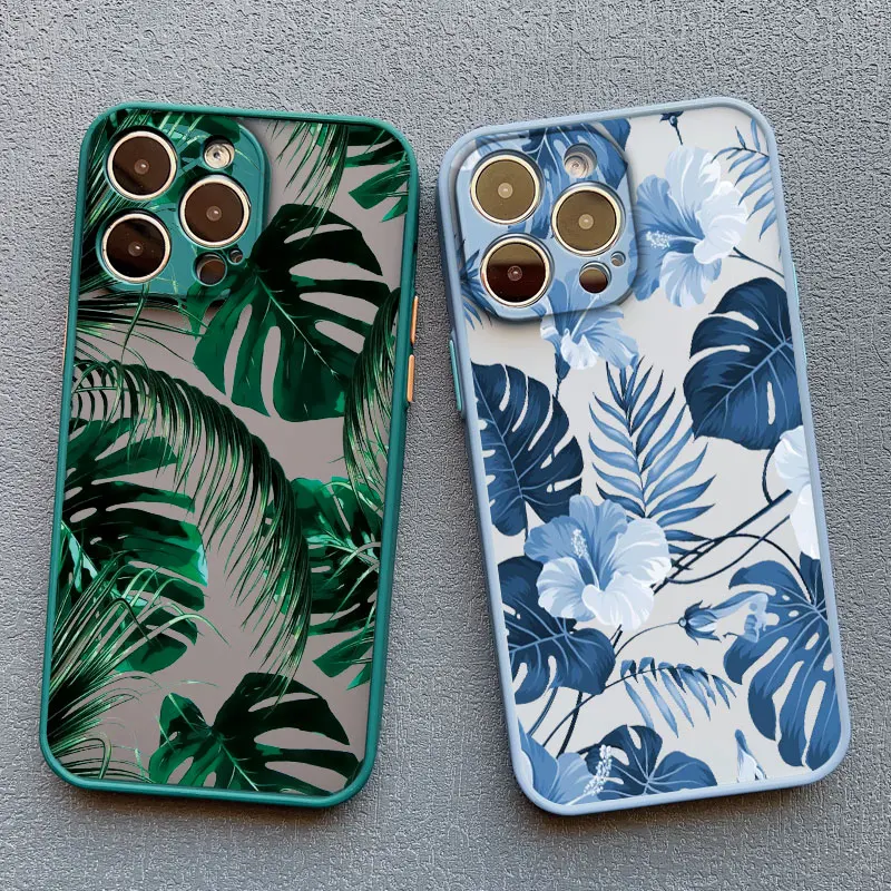 Palm tree Leaves Plant Flower Phone Case for iphone X XR XS MAX 16 11 12 13 14 15 Pro Max 6s 7 8 Plus SE2 Back Shockproof Cover