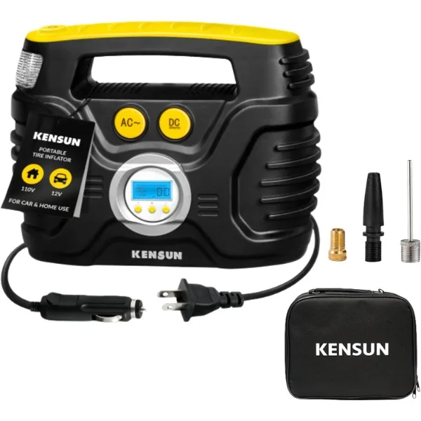 

Kensun AC/DC Tire Inflator Pump for Car 12V DC and Home 110V AC Swift Performance 2.0 Portable Air Compressor Pump