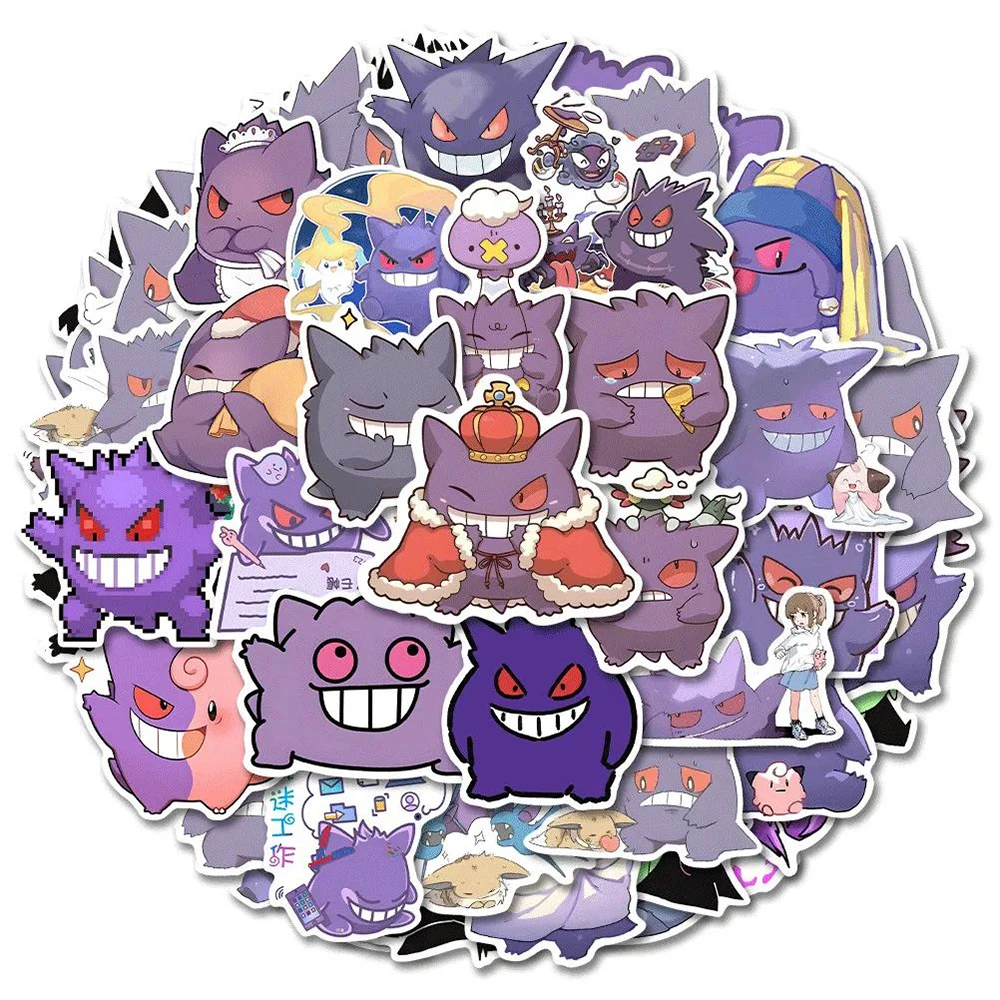 10/20/40/80pcs Kawaii Pokemon Anime Gengar Stickers Decals for Kids Toy Water Bottle Diary Phone Cute Cartoon Sticker Decoration