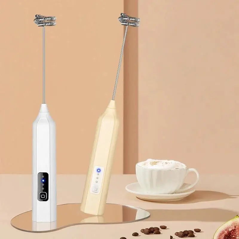 1 Set 3 Speeds Foam Maker Mixer Electric Milk Frother USB Rechargeable Handheld Egg Beater Coffee Drink Frothing Wand Foamer