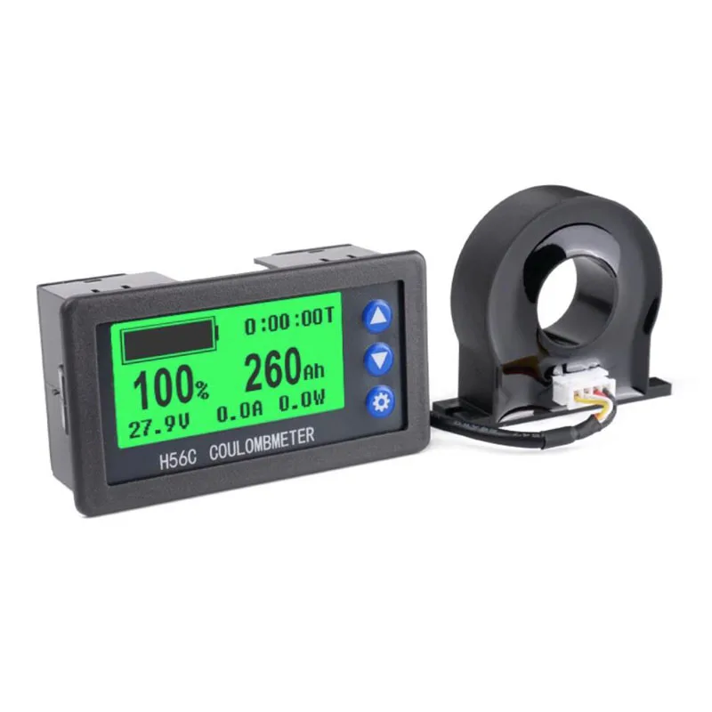 H56C DC 9-100V 200A battery monitor Hall coulomb meter lithium lead-acid battery capacity LCD display