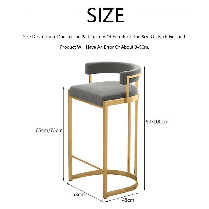 Bar Stool Iron Home Back Bar Stool Light weight Luxury Simple Counter Stool Kitchen Stools