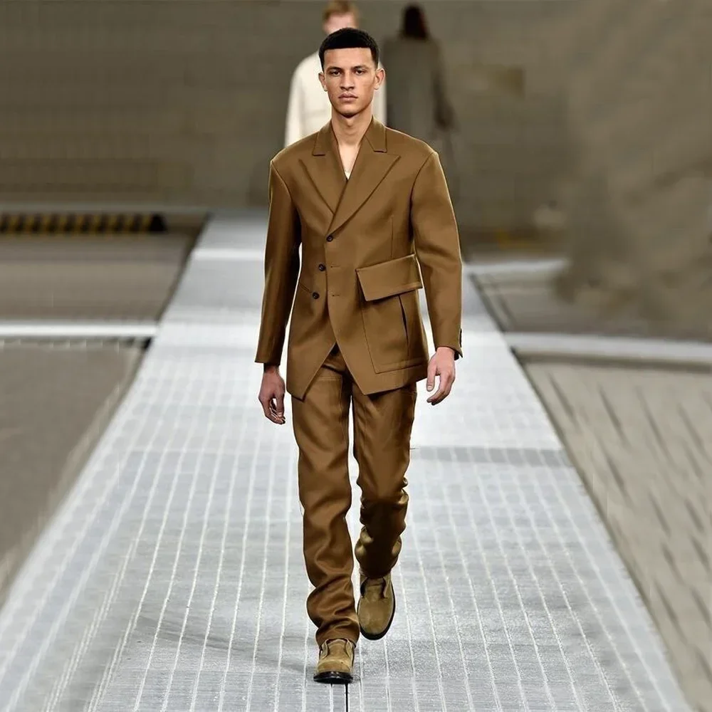 Unique Design Single Breasted Men Suit Two Pieces (Jacket+Pants) Lapel Outfits Casual Party Prom Wedding Set