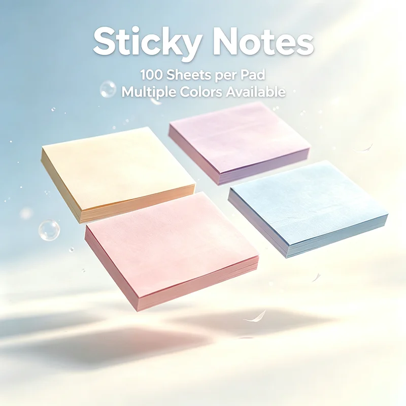 4Pcs 3x4 Inch Sticky Notes – 100 Sheets Per Pad, Colorful/Yellow/4-Color Pastel Mix, Practical Stationery for School Office