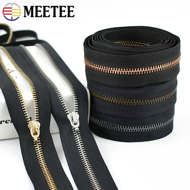 1/2/3/4/5Yards 3# 5# Metal Zippers For Bags Sewing Zipper By Yards Sports Coat Jacket Zips Repair Kit DIY Garment Accessories
