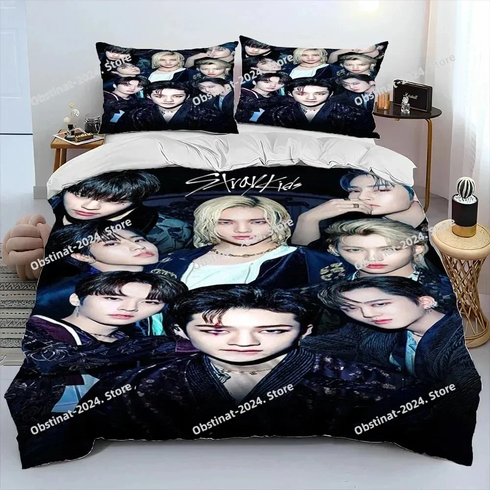 3D Stray Kids Kpop Singer Star Bedding Set,Duvet Cover Bed Set Quilt Cover Pillowcase,King Queen Twin Size Boys Girls Adults