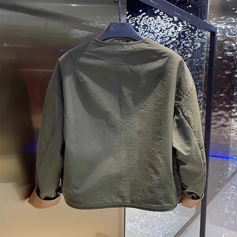 معطف نسائي ربيعي من الجلد الطبيعي سترة عصرية فاخرة قابلة للعكس بصدر واحد ملابس قصيرة الطول ذات جودة عالية