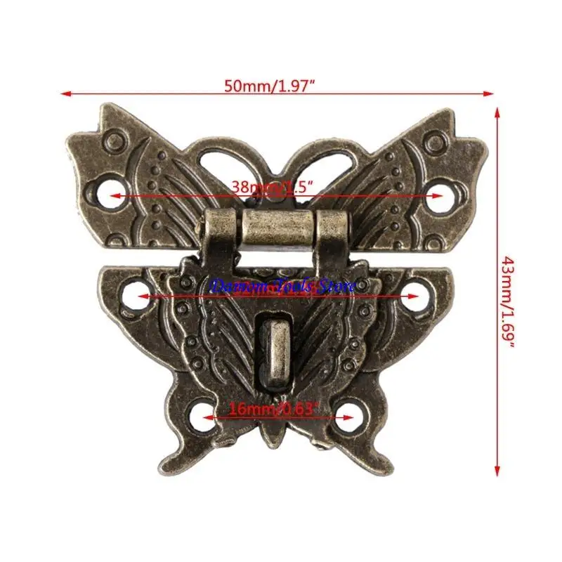 57BE Retro Vintage for Butterfly for Latch Hasp Wooden Jewelry Box for Case Lock Pad