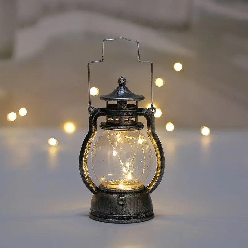 Vintage Lantern Retro Design LED Hanging Oil Lamp Battery Operated Decorative for Home Holiday Christmas Gifts Home Decor