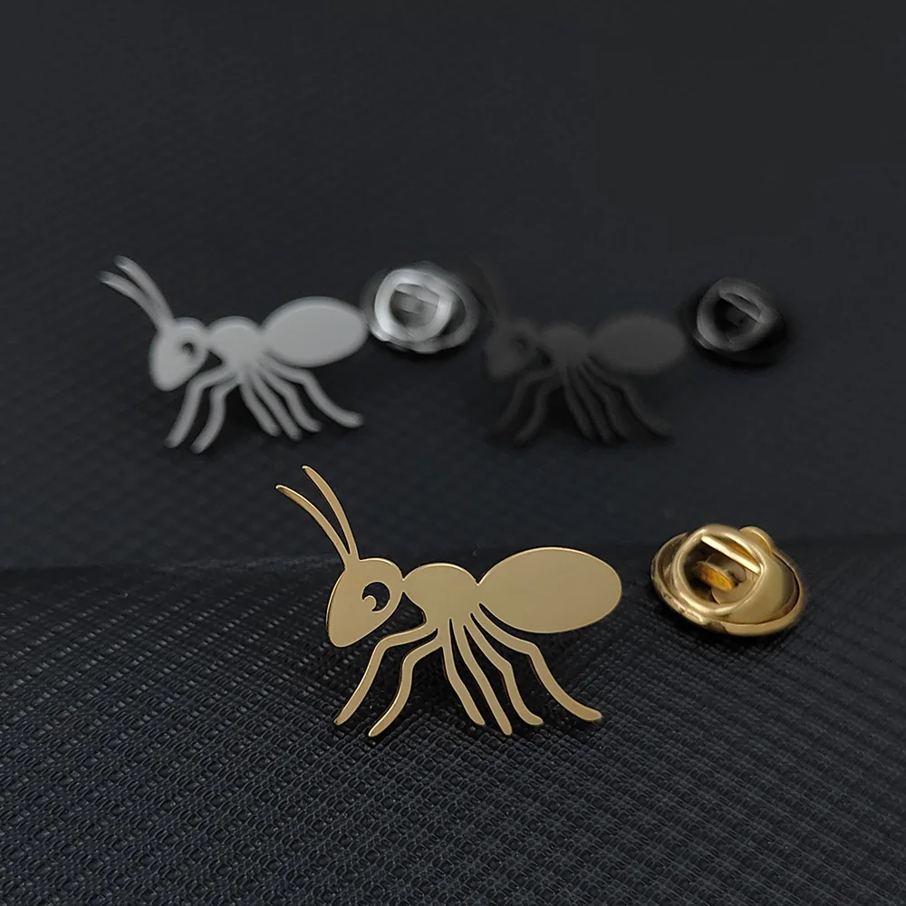 Cute Stainless Steel Ant Brooches For Women Men Clothing Accessories Trendy Insect Animal Brooch Pin Party Jewelry Gifts