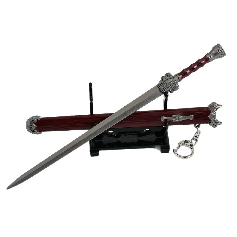 Arma fría de 22cm/8,66 pulgadas, espada samurái, periféricos de Cosplay Katana con vaina, modelo de accesorios, regalo de Metal para niño, juguetes coleccionables al aire libre