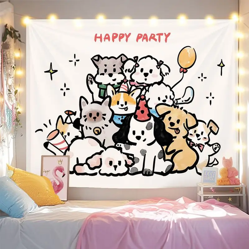 VIKAMA Pink Black Space Cat Tapestry Cartoon Planet Cat Star Background Cloth ins Dormitory Decoration Tapestry Room Decoration