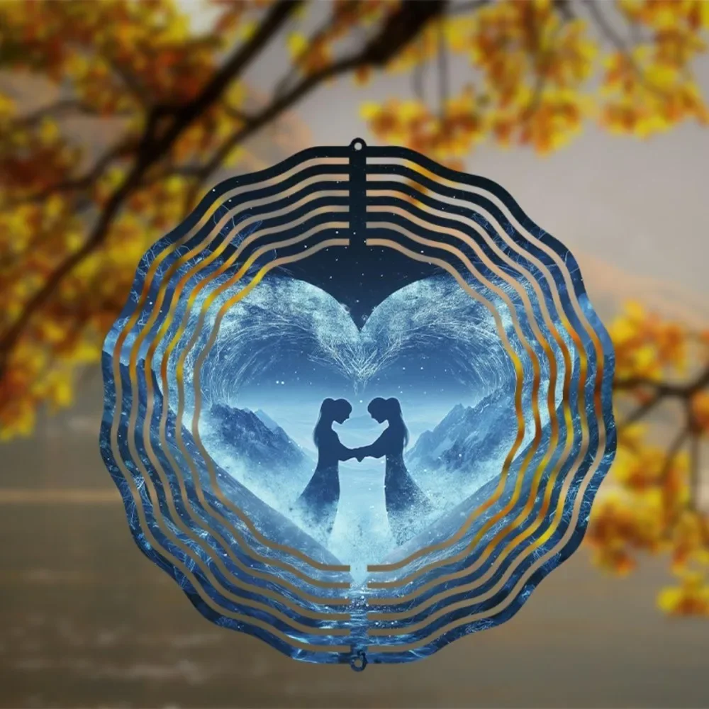 CIFBUY Wind Chimes 360 Rotating Garden Spinner Love Couple Hanging Ornament Decor for Patio Yard Lawn Porch Balcony Outdoor