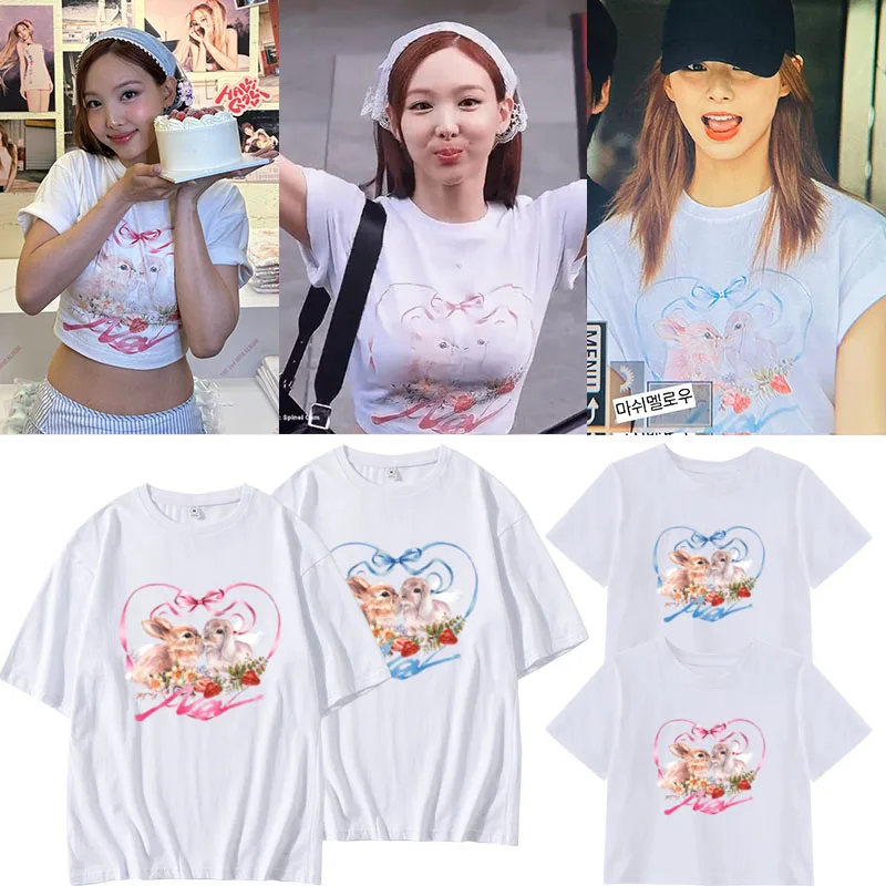 Twice Lin Na Hyun Album NA Loose Fit Short Sleeve T-Shirt Pure Cotton Printed Summer Short Length Clothes Commute Style
