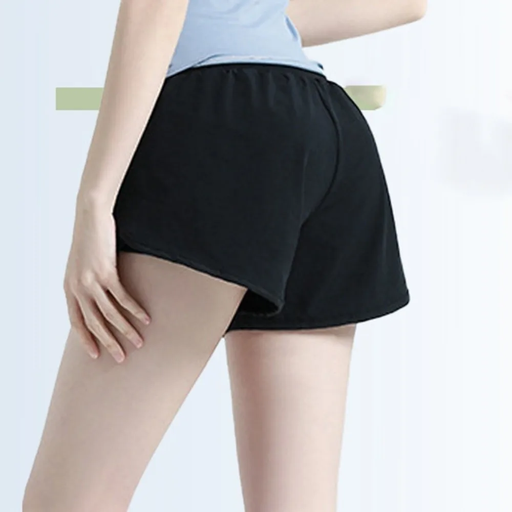 Fashion Anti-glare Lining 2 in 1 Yoga Shorts Loose Fitting Hem Elastic Sports Shorts Side Pockets Quick Dry Fitness Shorts Gym