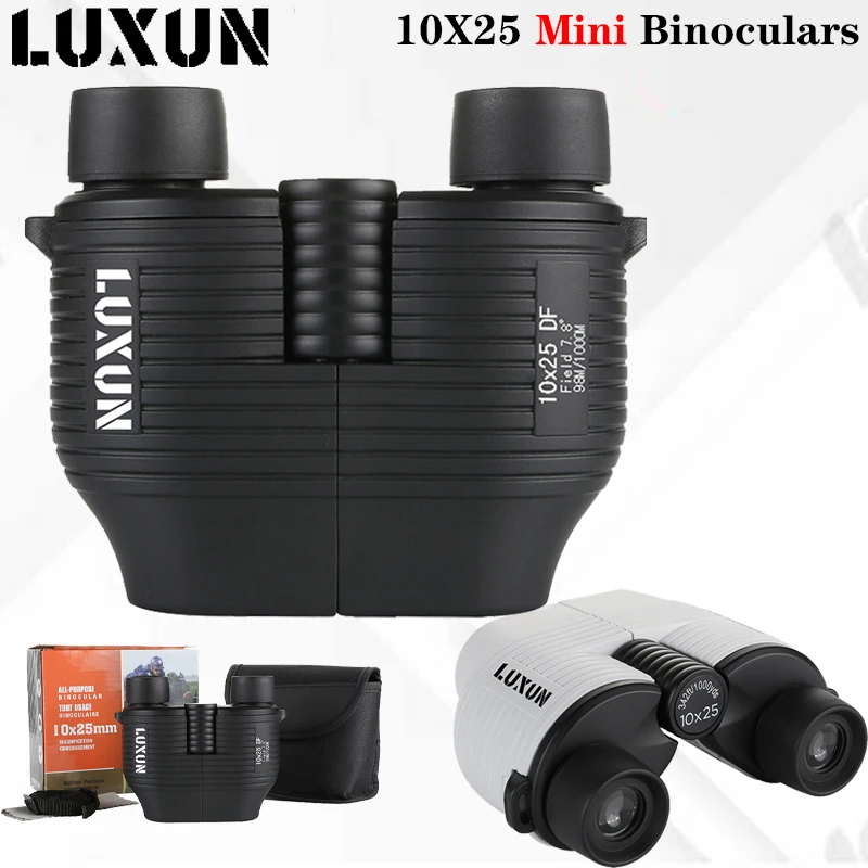 Mini LUXUN 10X25 Binoculars Telescope Night Vision Powerful and Long Distance Spyglass Telescope for Smartphone Hunting Camping