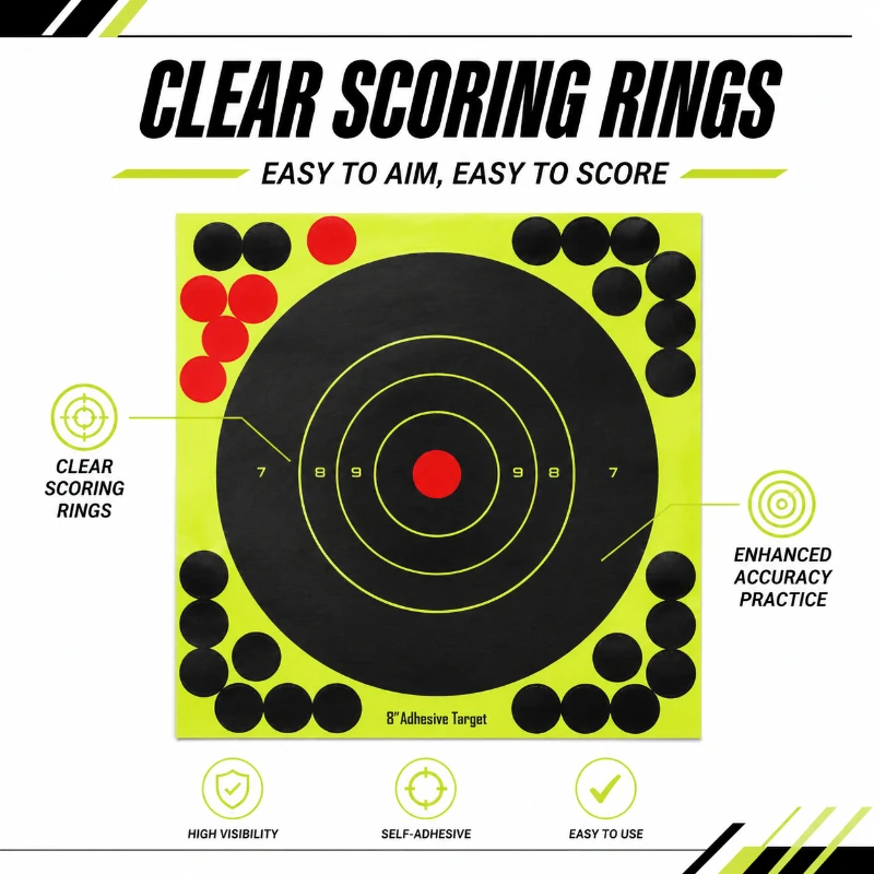 8 Inch Self‑Adhesive Splatter Marking Paper High Visibility Bright Color Practice Target Stickers For Daily Hobby Training