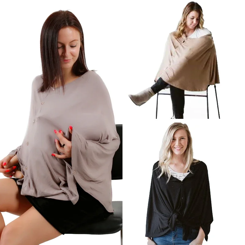 Cubierta de lactancia para lactancia, manta de lactancia multiusos, estilo Poncho con botones, dosel elástico para asiento de coche de bebé, 100% Modal