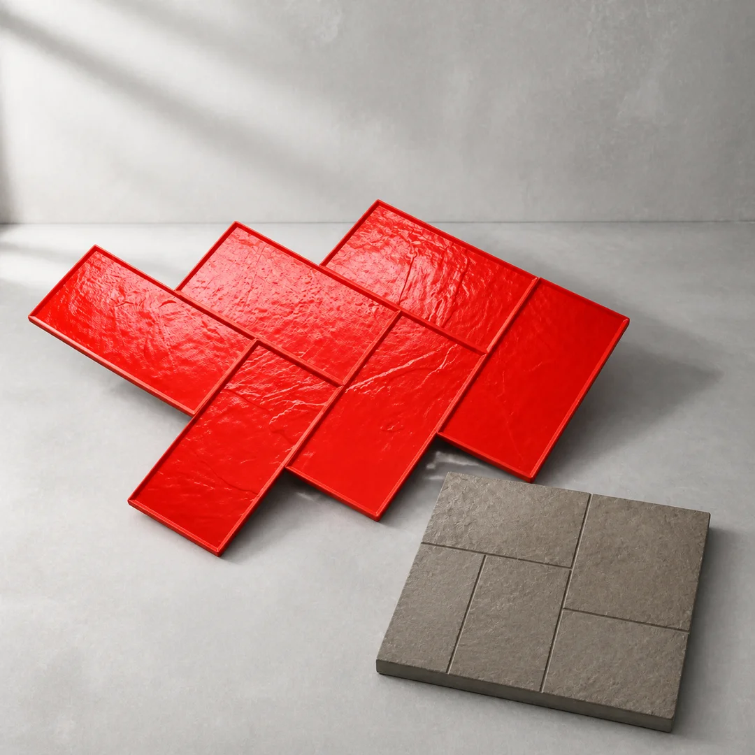 Interlocking Rectangular Slate Concrete Stamp Mold – Natural Stone Texture Mat